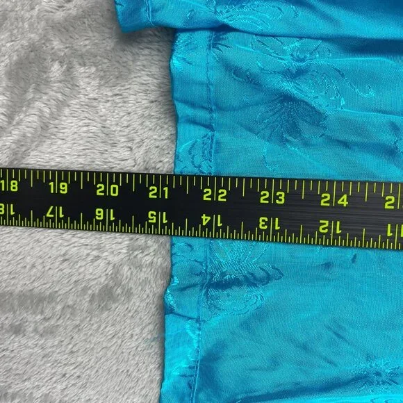 Vintage Golden Bee Teal Blue Chinese Kimono Robe Dress Women's Large - Picture 8 of 10